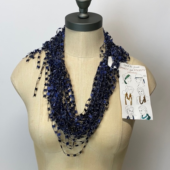 JEWEL AND FLUFFY PRESENTS ALL IN ONE SCARF *. NECKLACE* BELT* HATBAND* HEADBAND - Picture 6 of 6